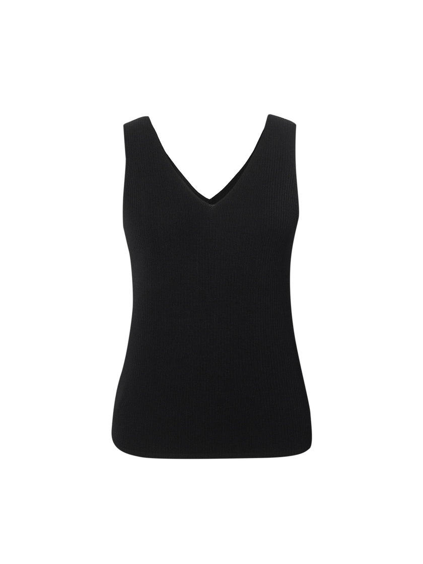 Black V-neck mesh tank top