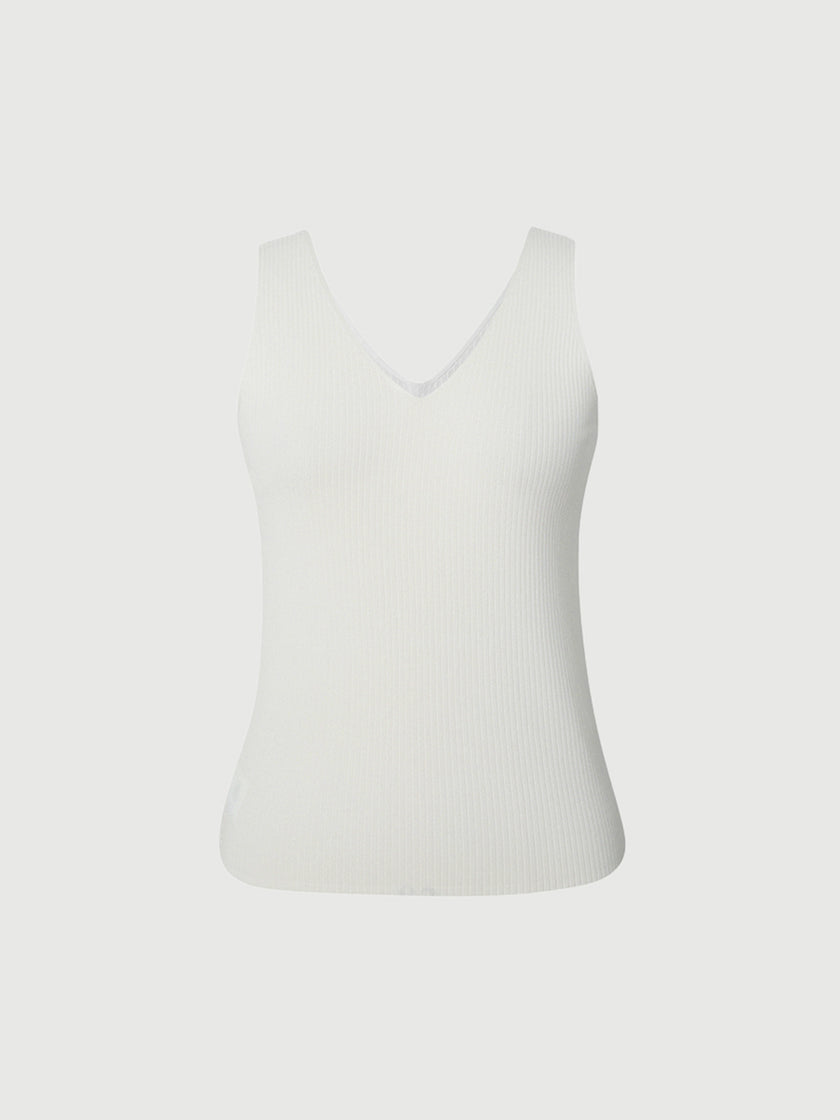 White V-neck knitted vest