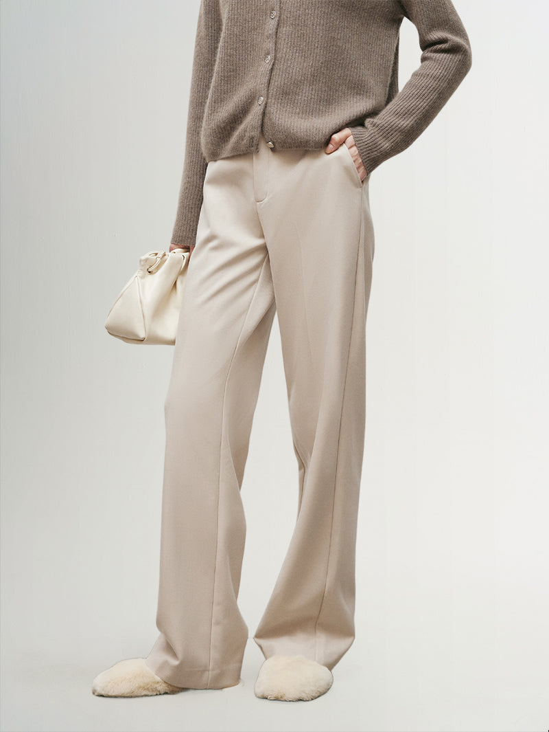 Light beige knitted winter pants