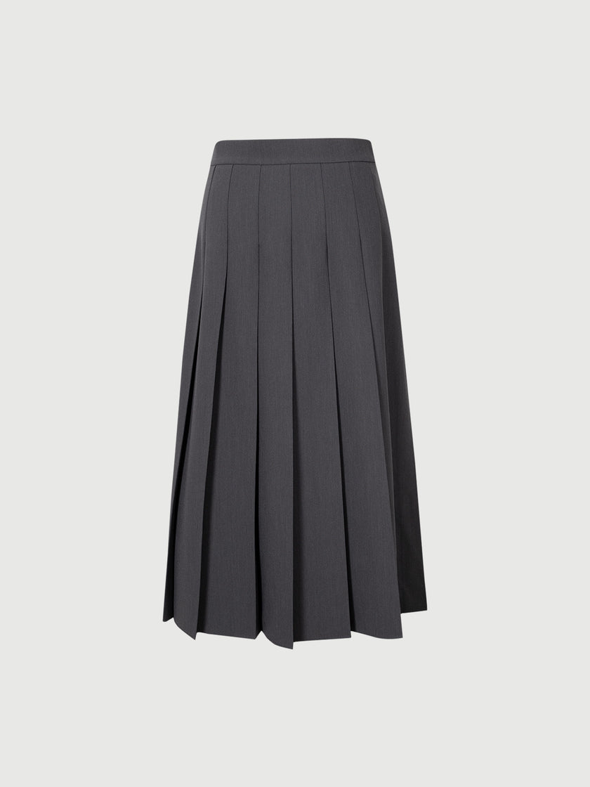 Dark gray winter pleated skirt