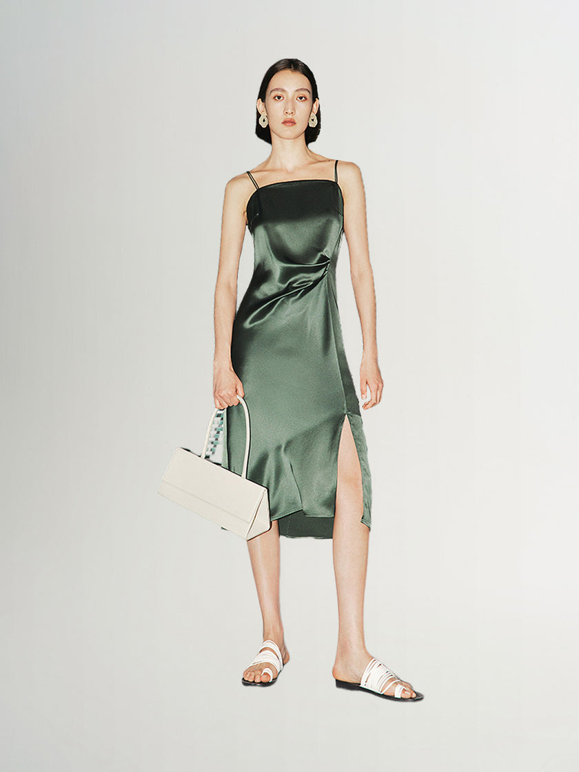 Dark green satin dress