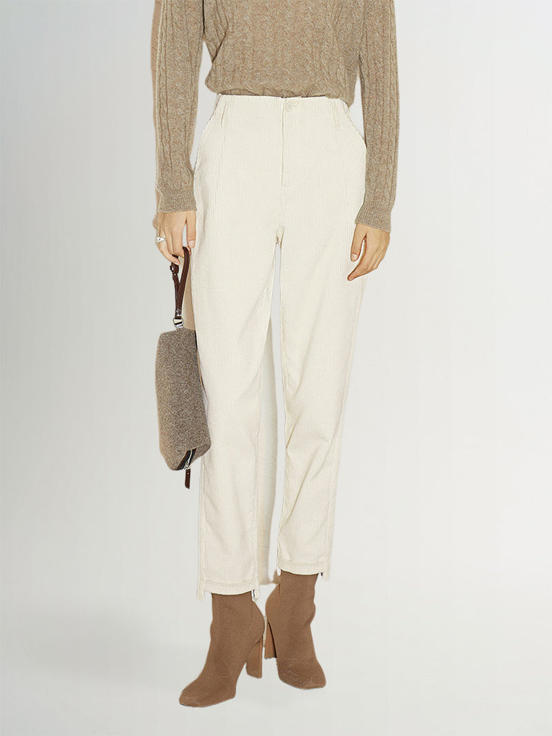 Pantalon en velours côtelé beige