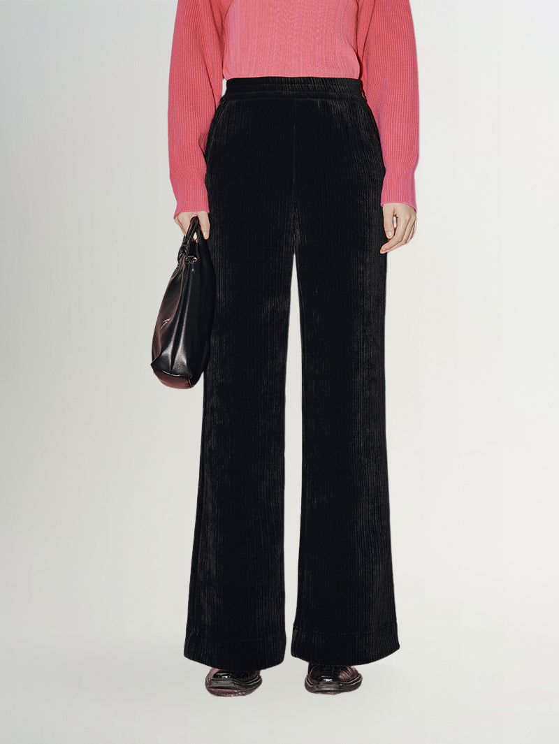 Black wide leg casual pants