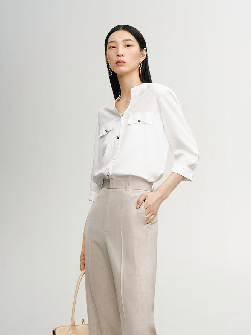 Blouse blanche à boutons