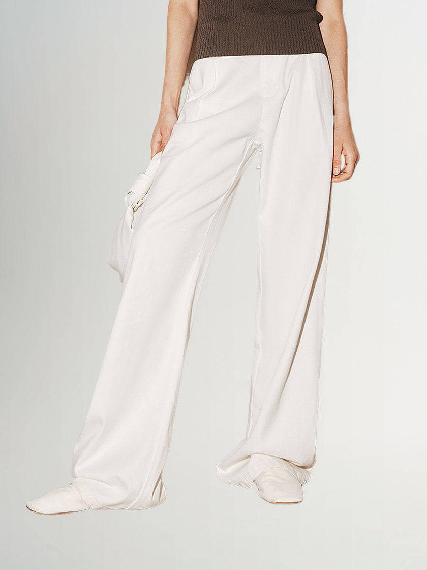 White cotton wide-leg jeans
