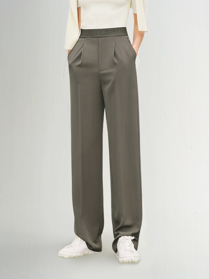Brown-khaki straight-cut pants