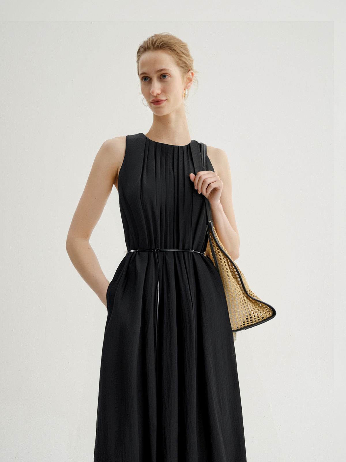 Pleated black dress