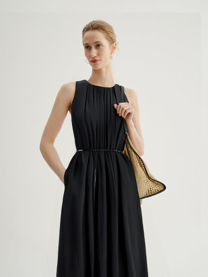 Pleated black dress