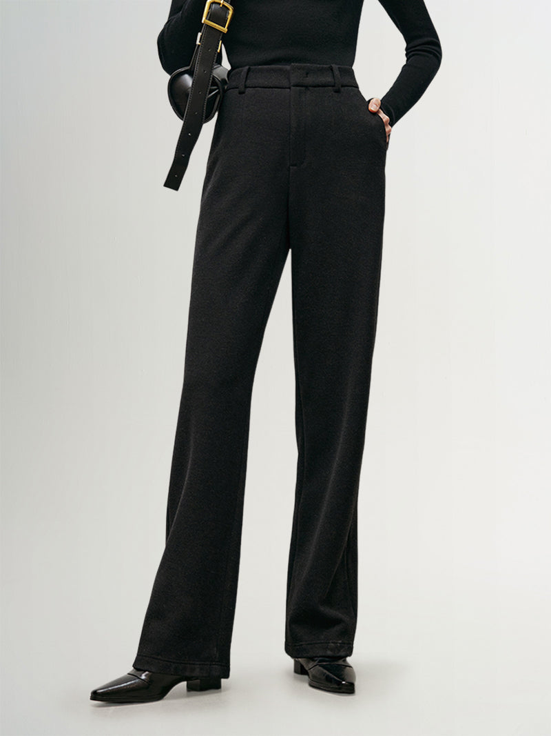 Black high-waisted straight pants - Boot Cut