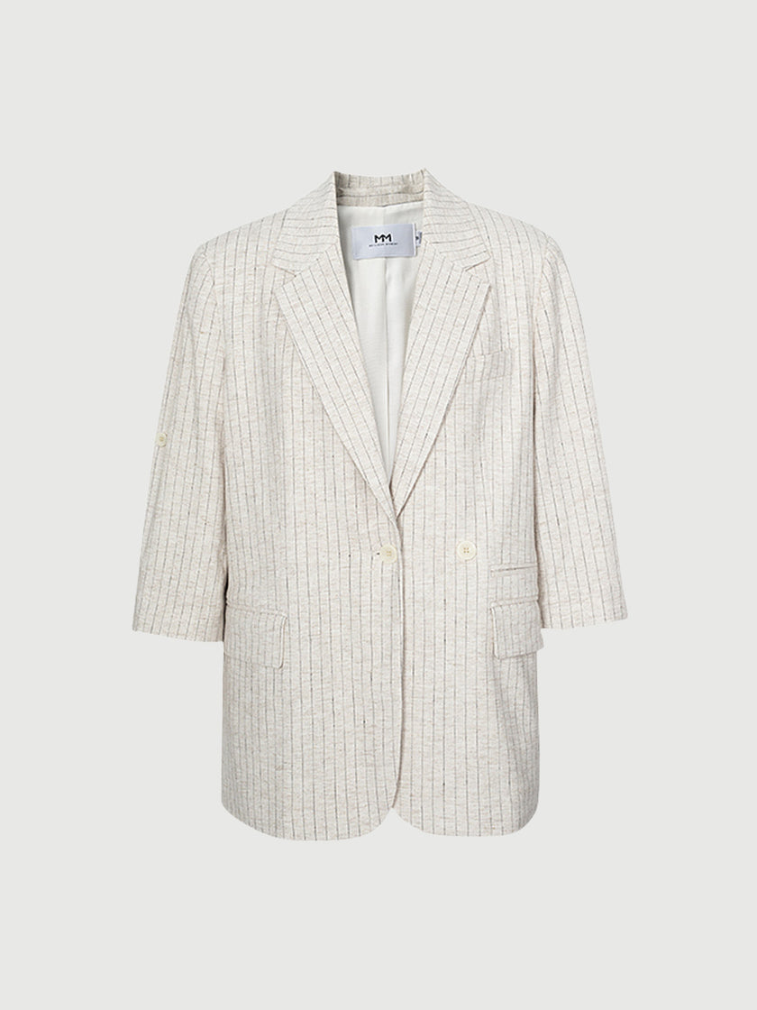 Blazer rayé beige