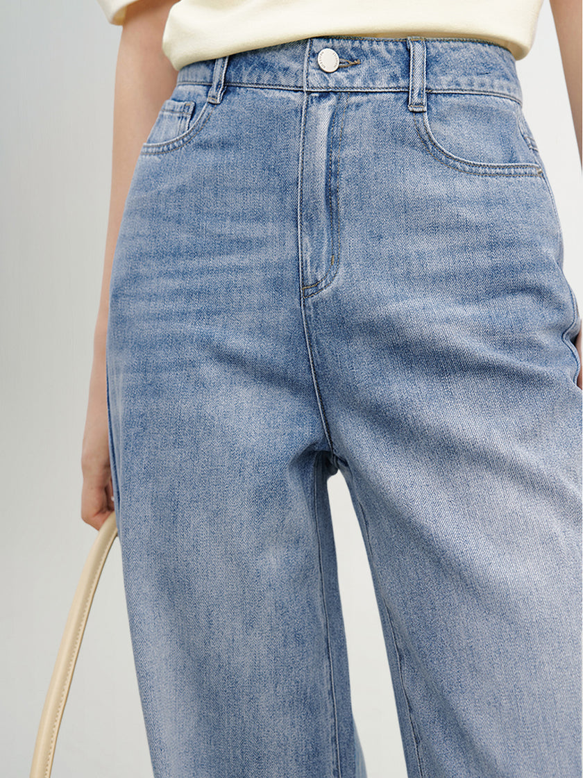 Straight blue denim cotton jeans
