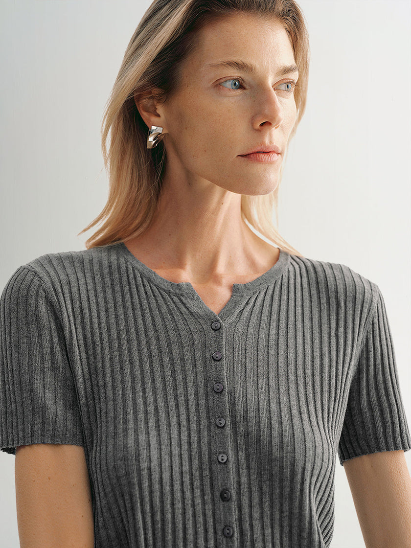 T-shirt gris tricoté