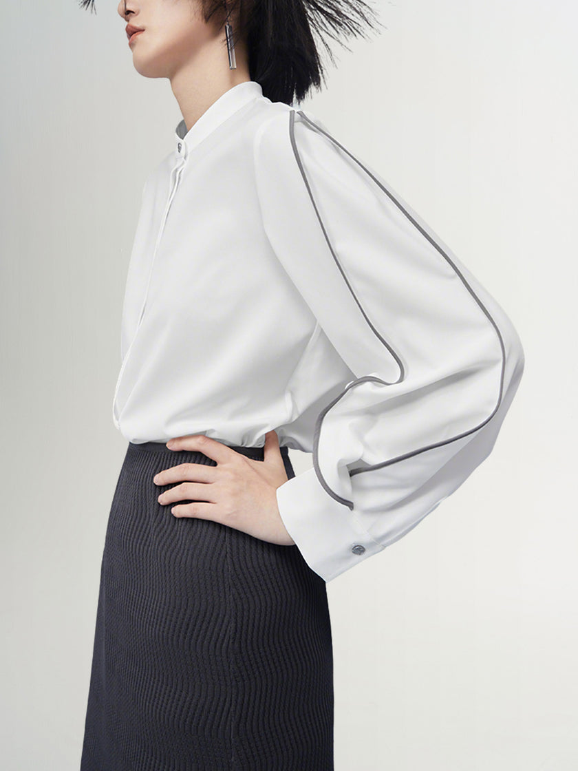 Dark gray straight skirt with wave seams