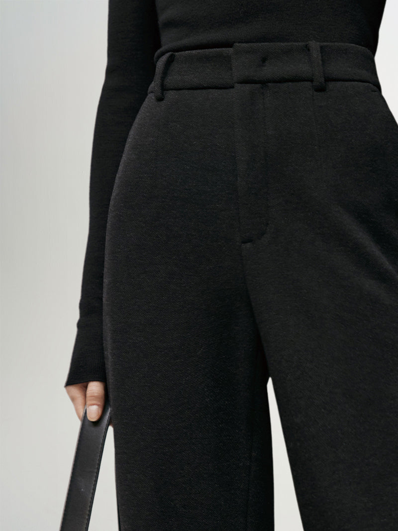 Black high-waisted straight pants - Boot Cut