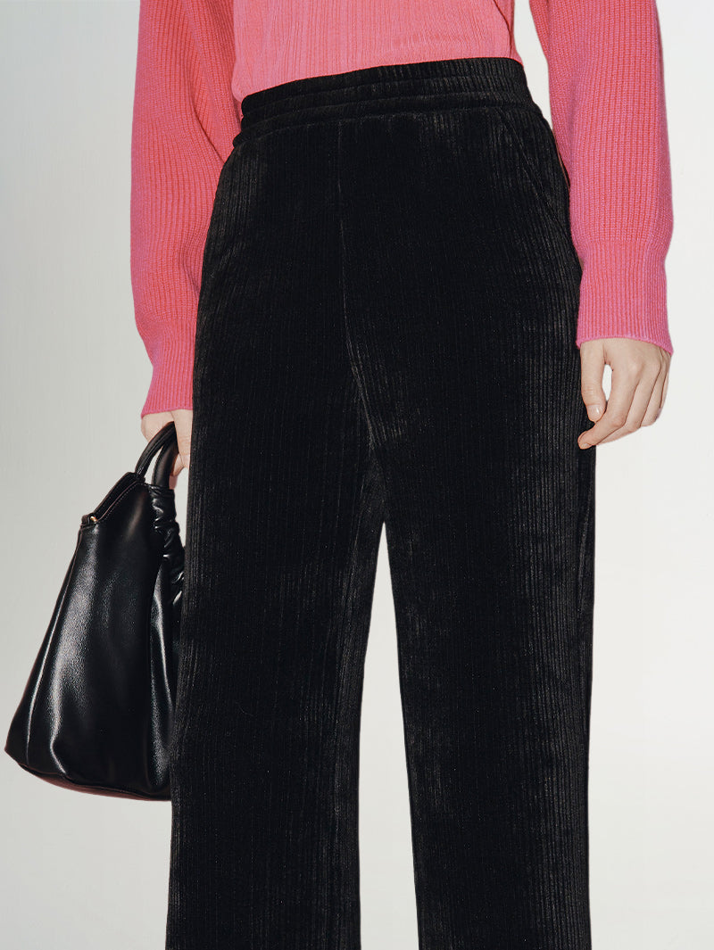 Black wide leg casual pants