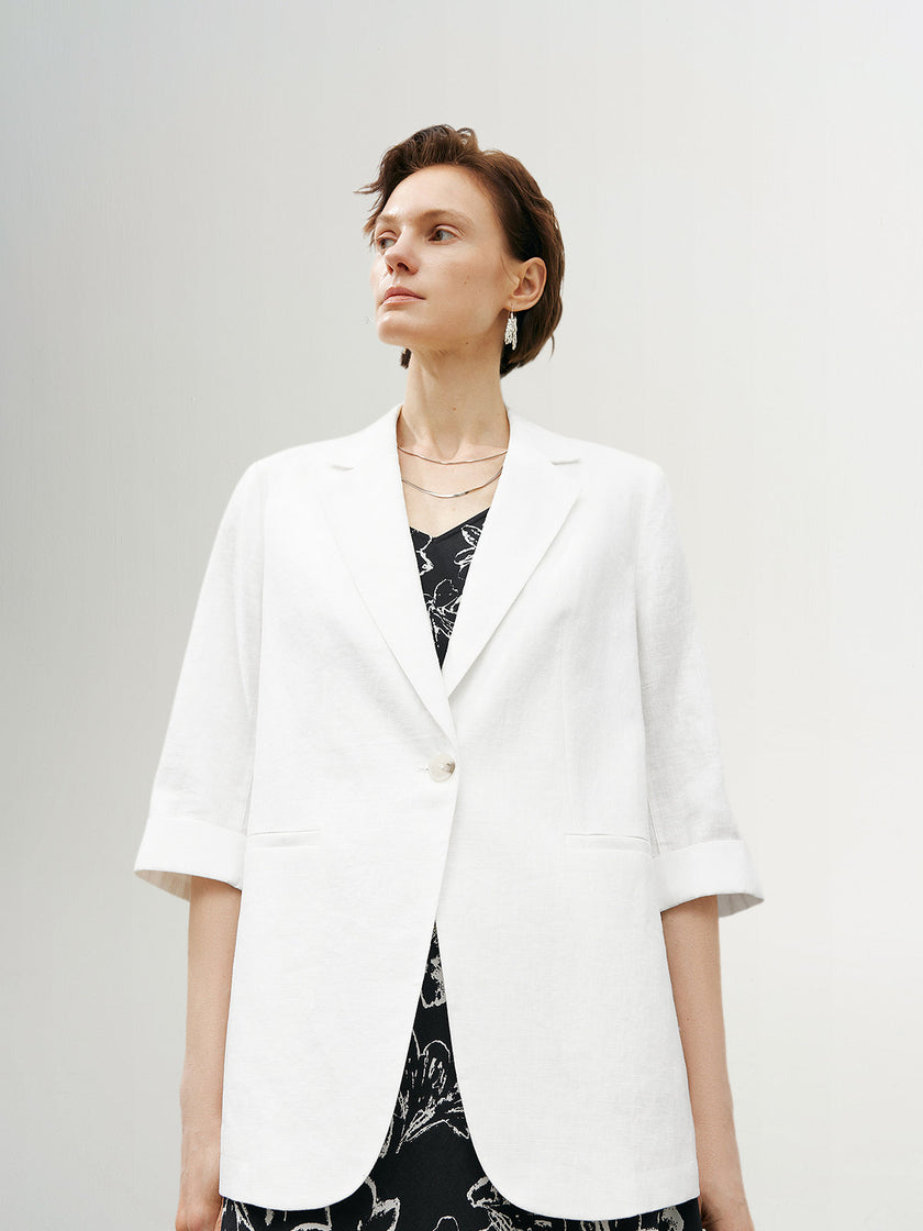 White linen blazer