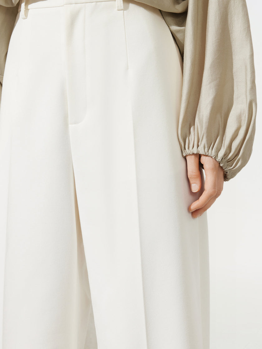 White wide high waisted suit pants