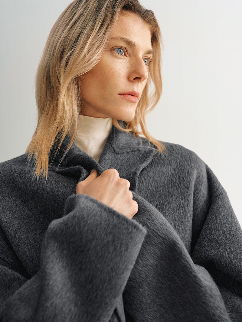 Long wool coat in intense gray