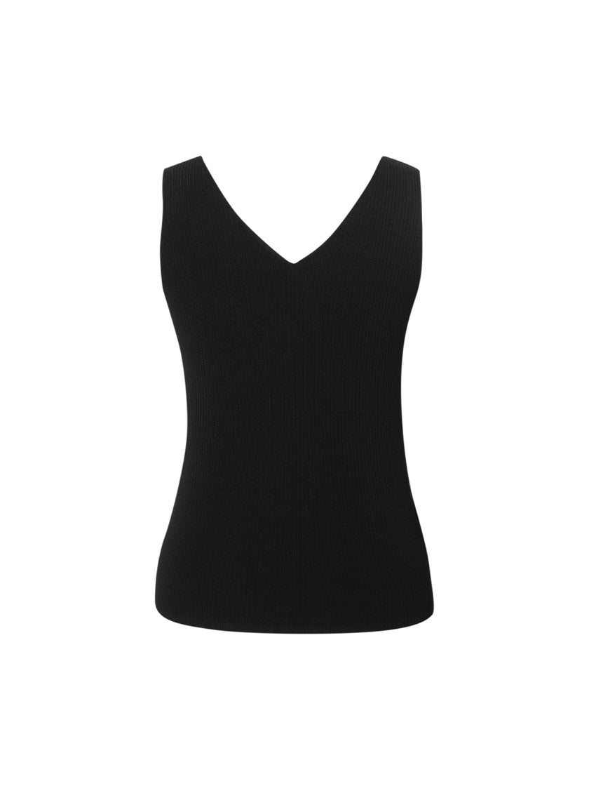 Black V-neck mesh tank top