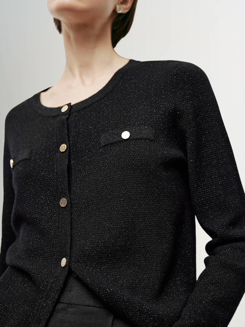 Black shimmering wool cardigan