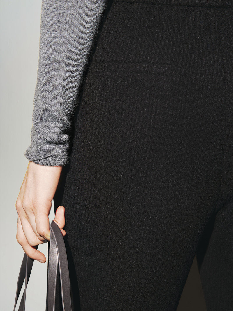 Black corduroy straight pants