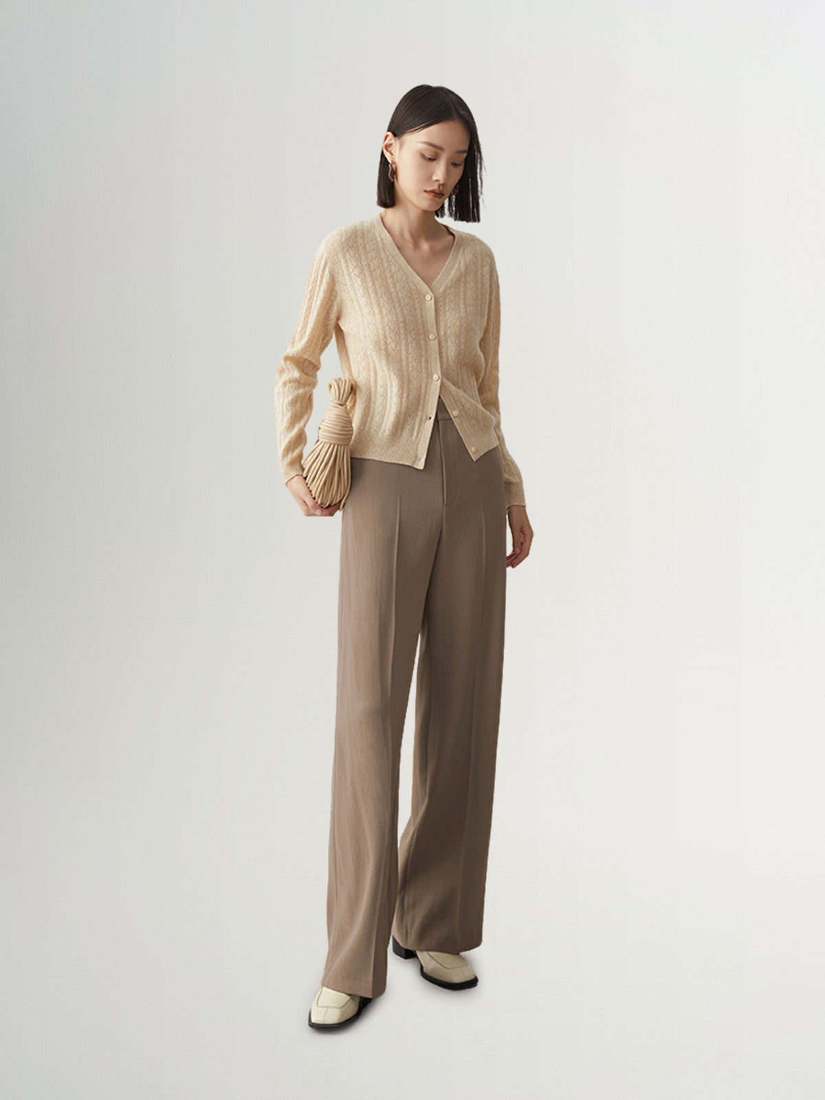 Pantalon marron à coupe droite