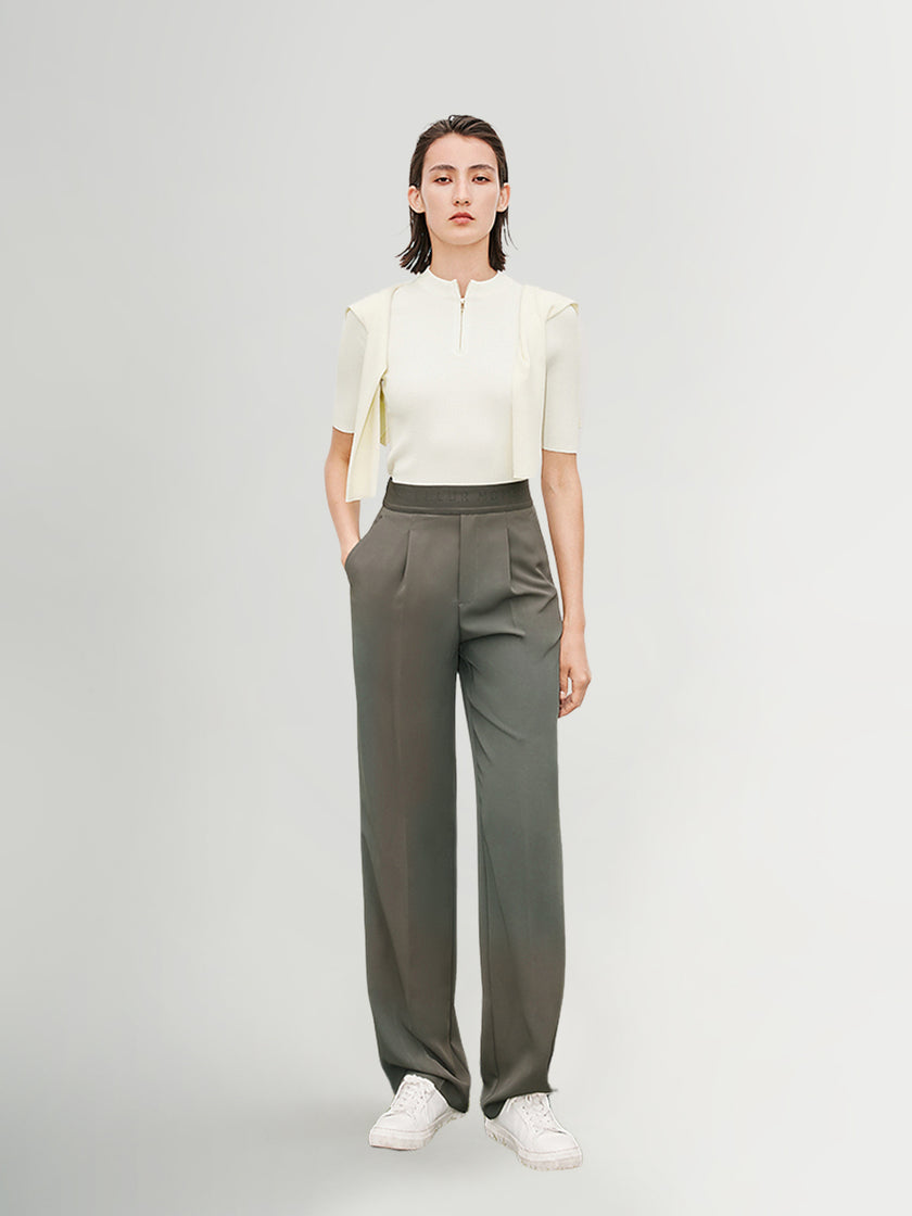 Brown-khaki straight-cut pants