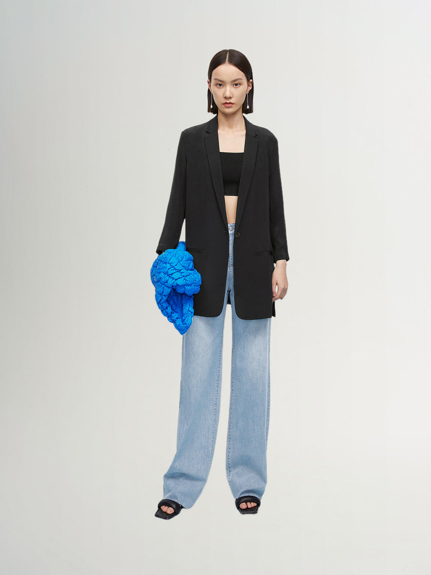 Black Mulberry Silk Blazer