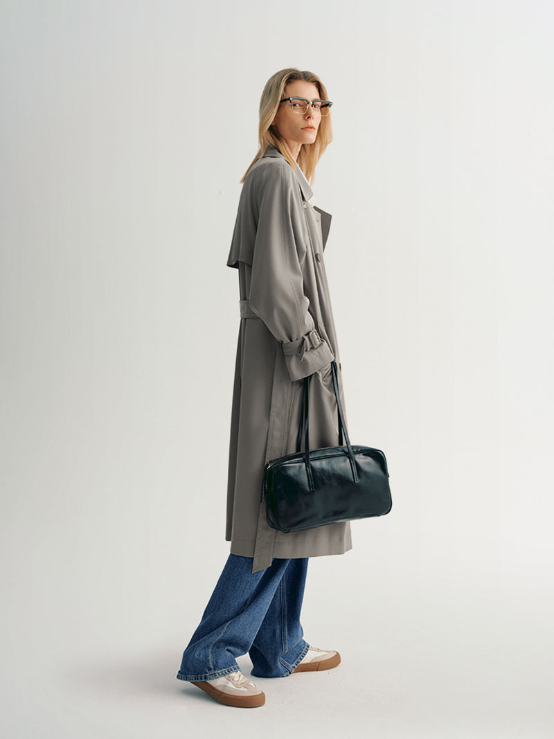 Fluid gray trench coat