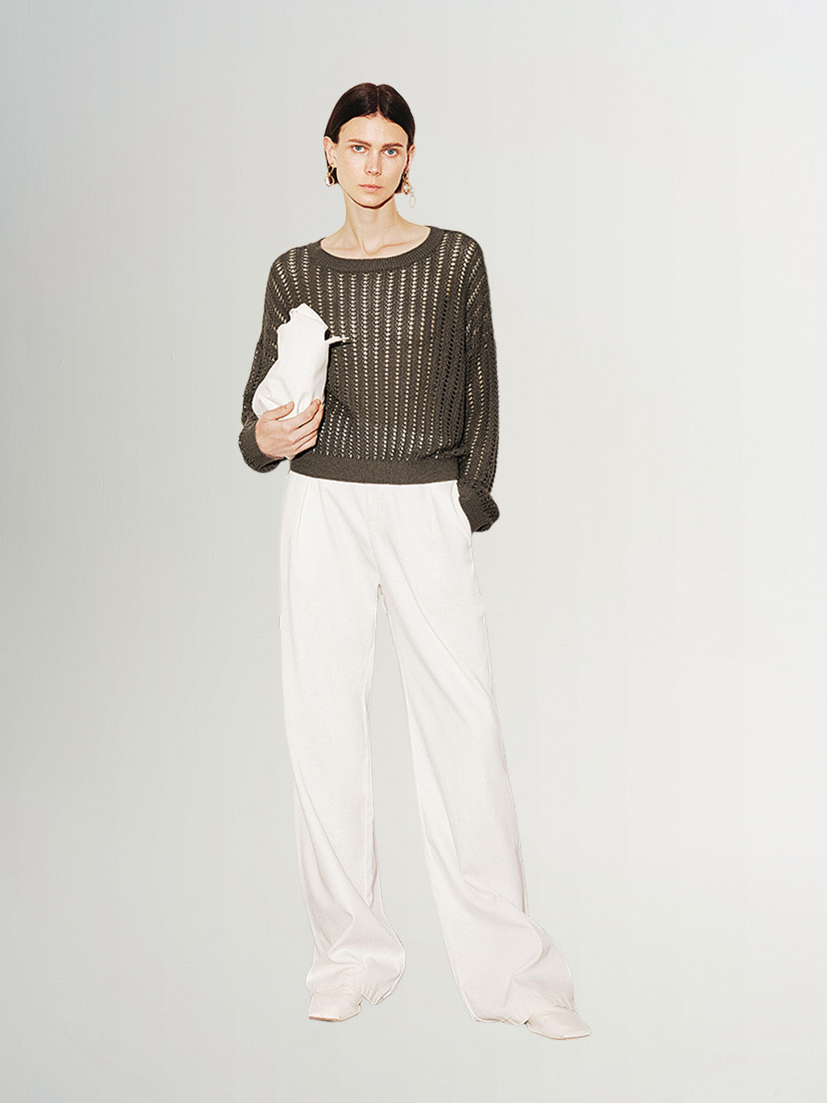 White cotton wide-leg jeans