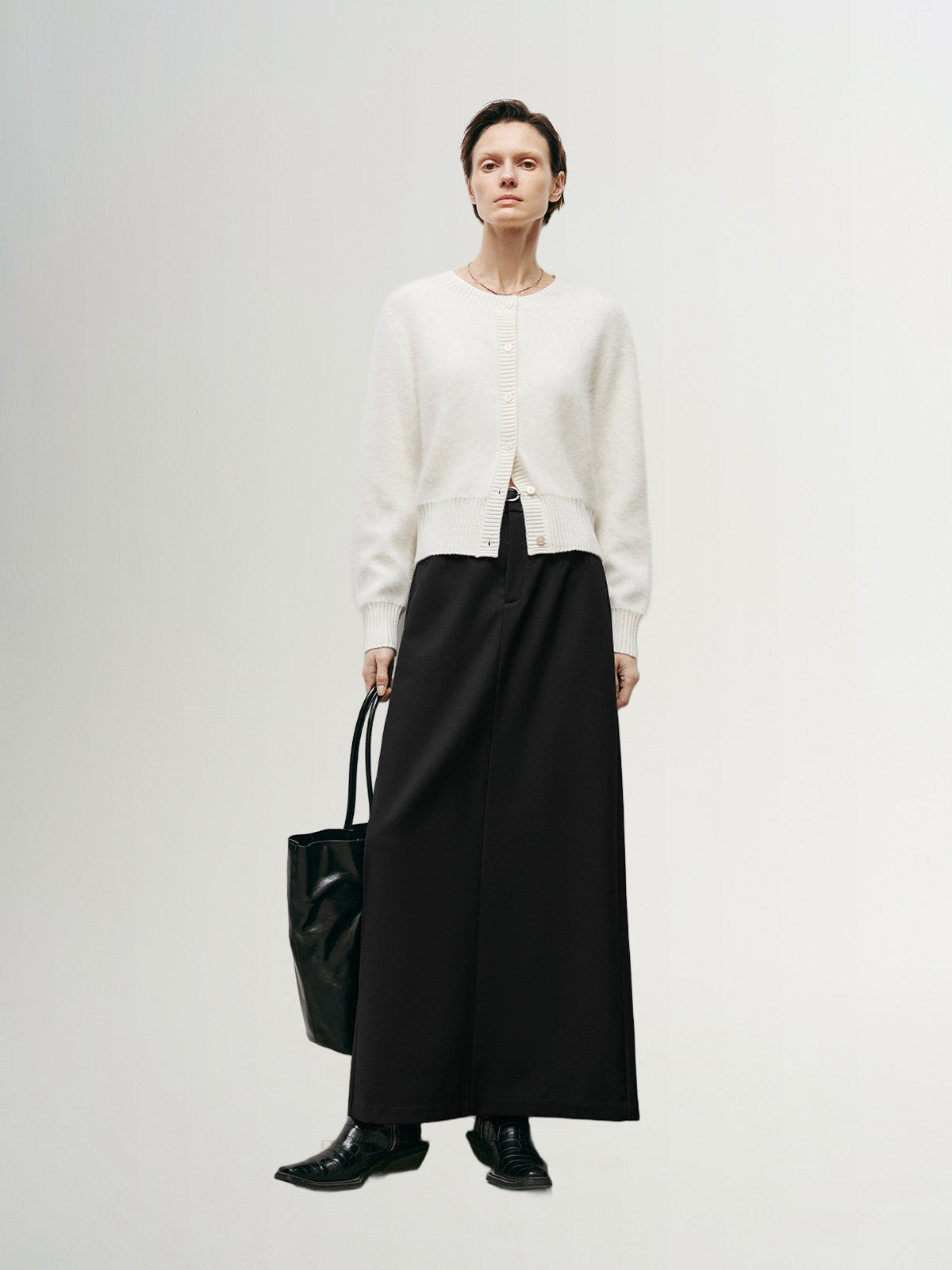 White crew neck sweater