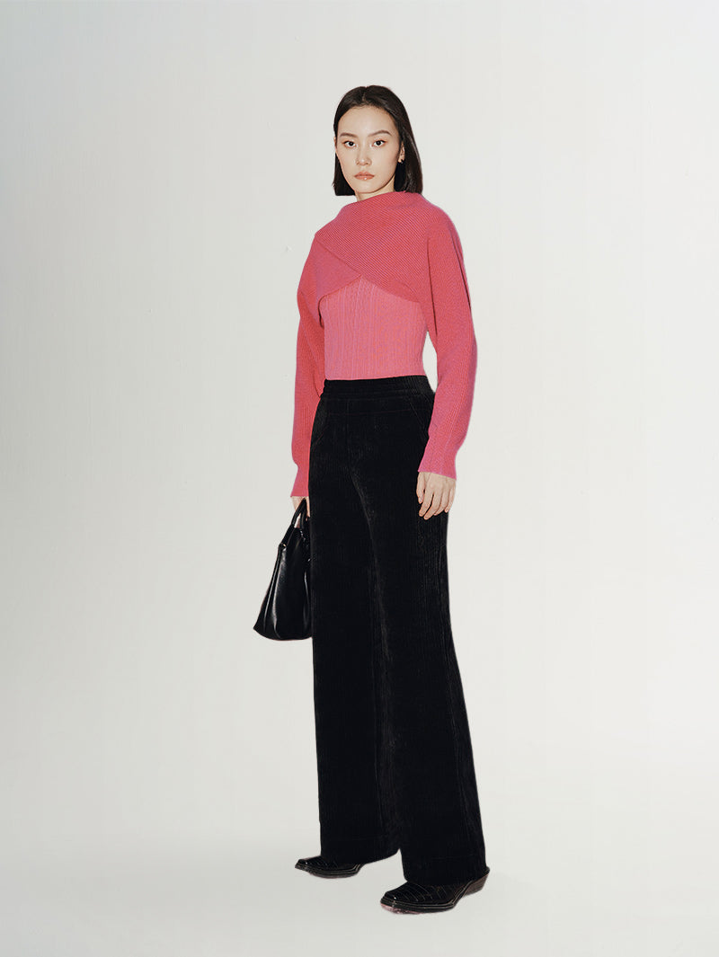 Black wide leg casual pants