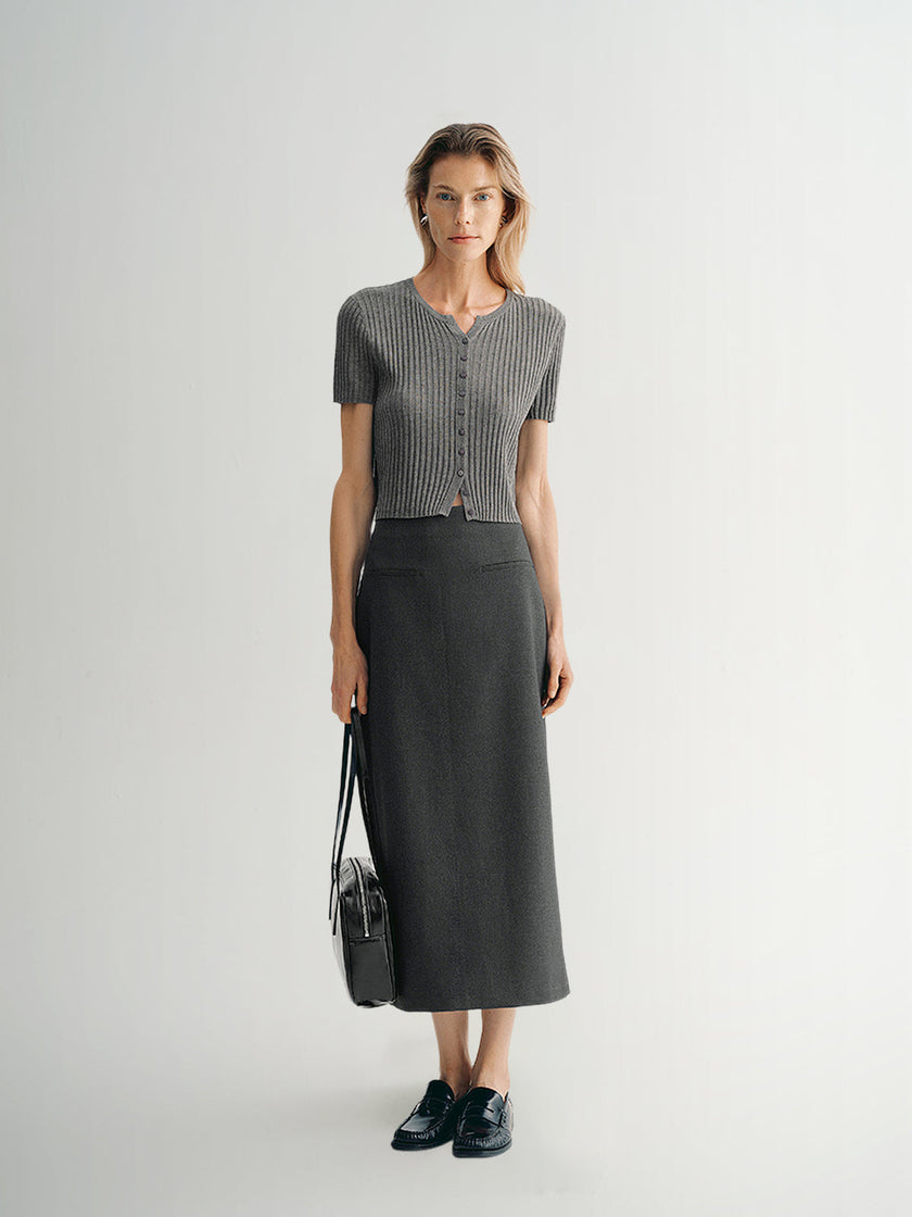 T-shirt gris tricoté