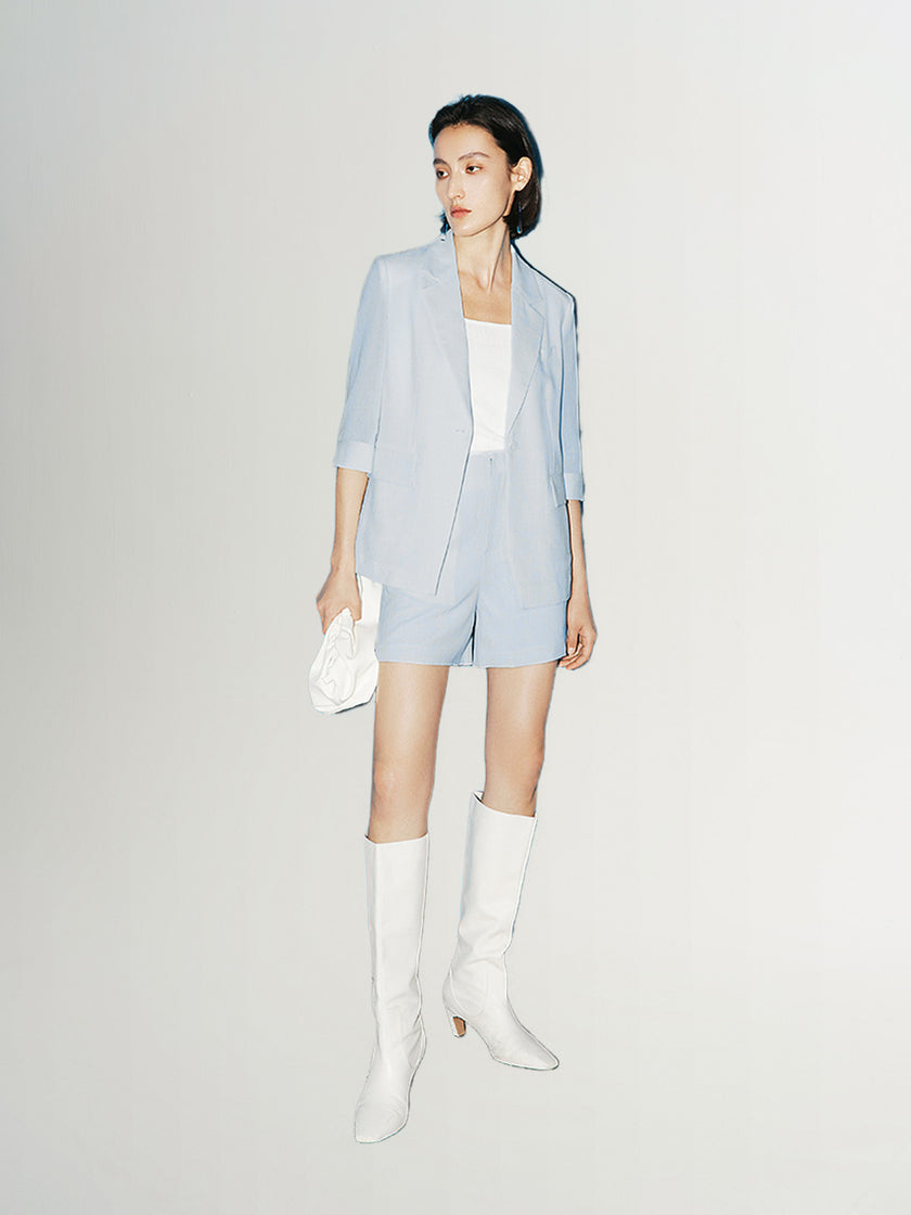 Short sleeve blazer, light blue