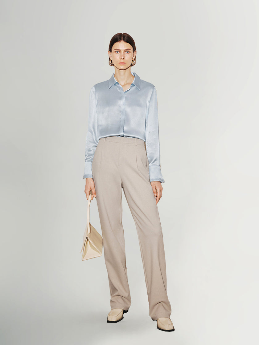 Women's Light Khaki Slim Fit Trousers