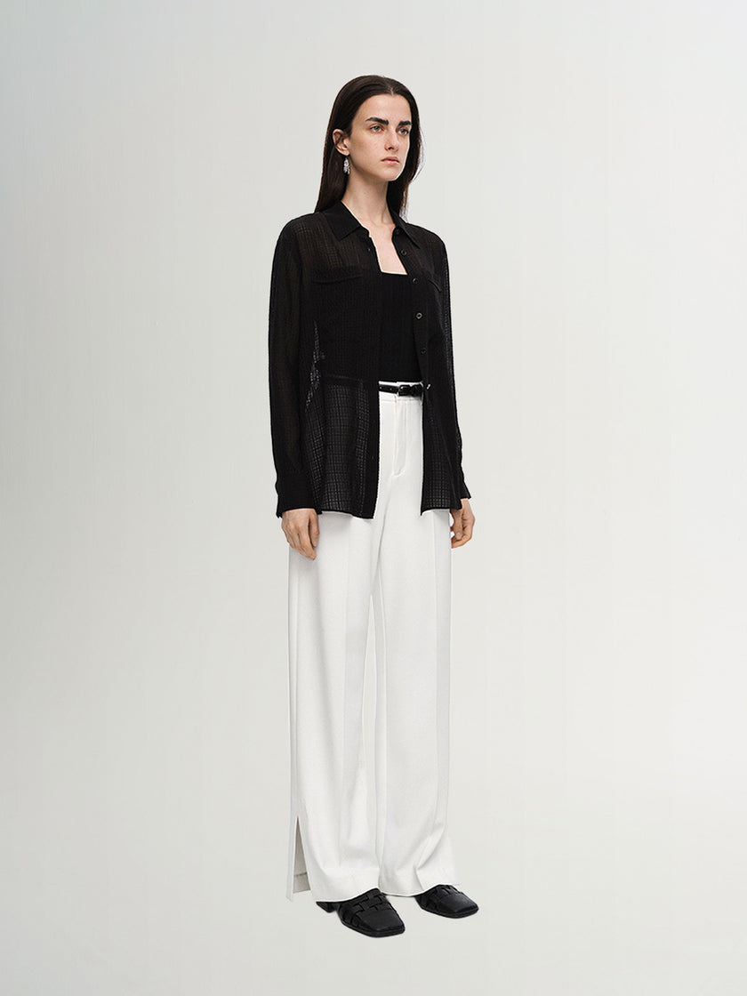 Black shirt with fine stripes, long sleeves