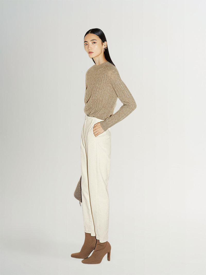 Pantalon en velours côtelé beige