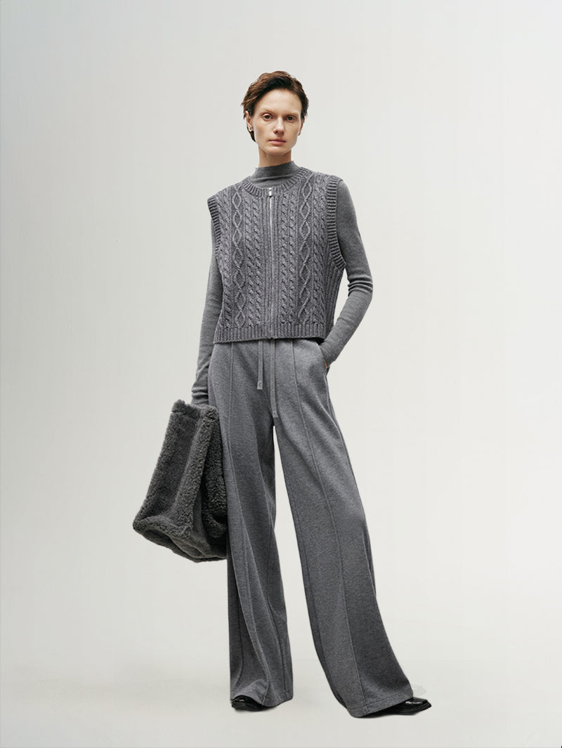 Dark gray wide leg straight pants