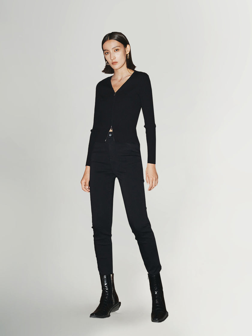 Black zipped knit jacket