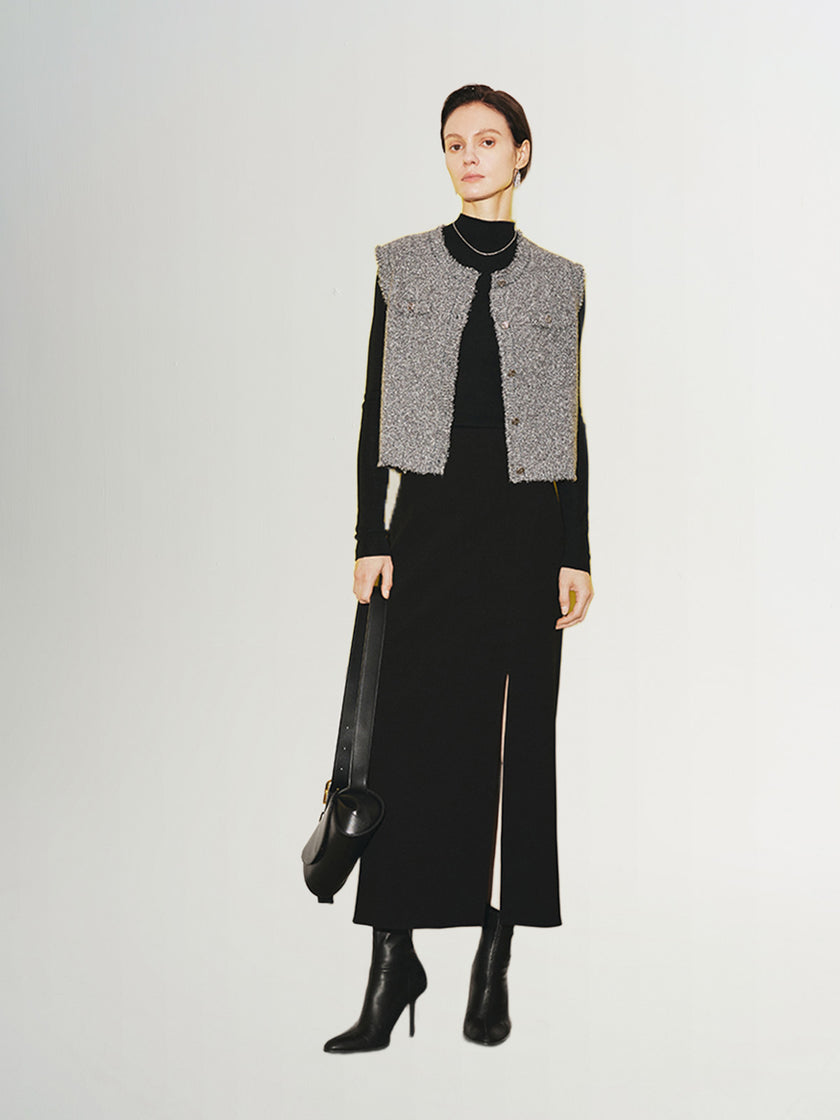 Tweed sleeveless vest