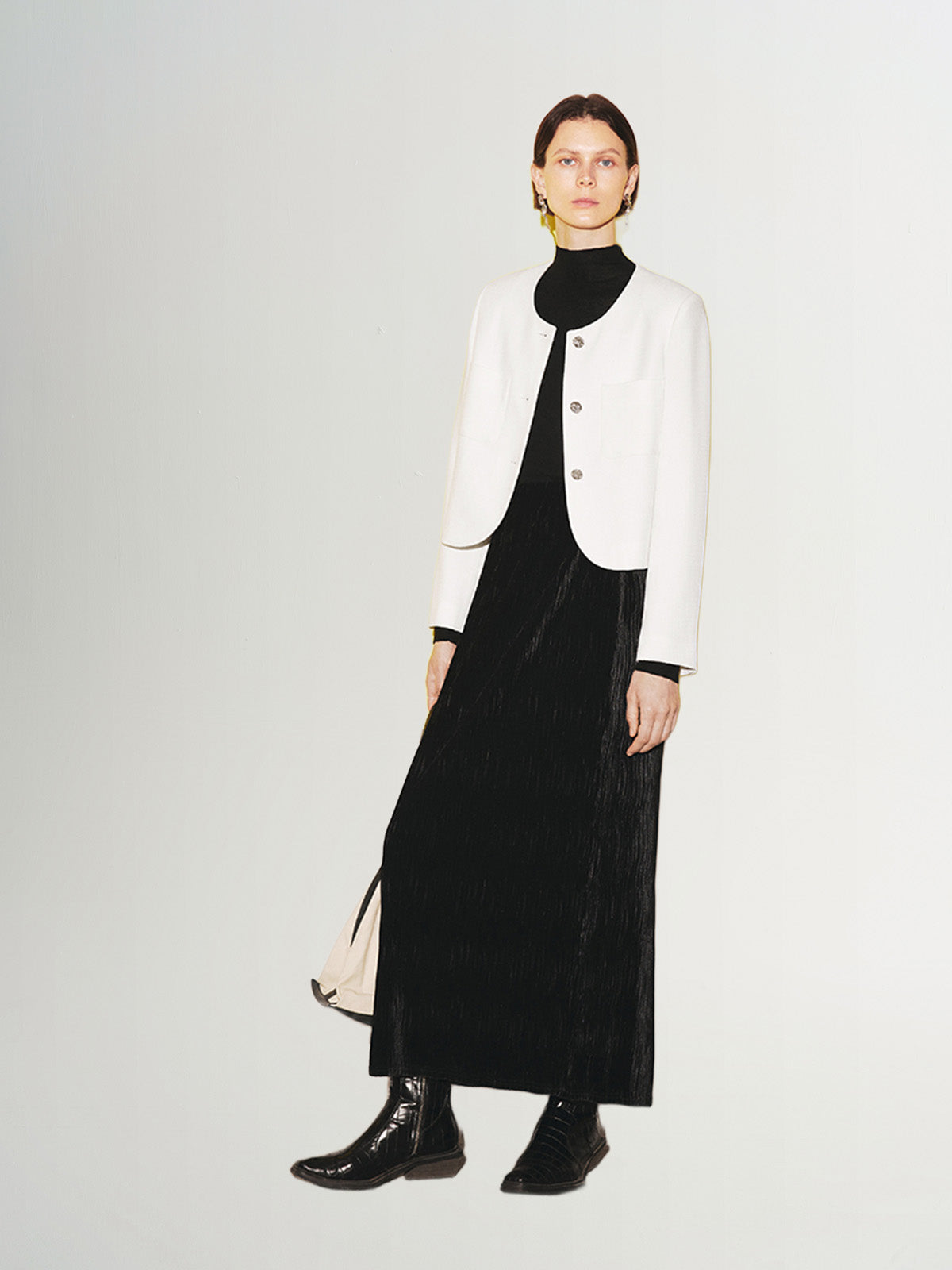 Veste courte blanche en tweed