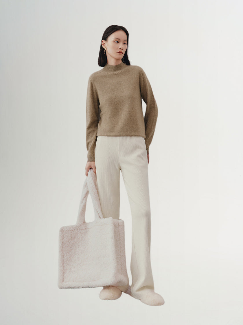 Women's Ligeht Beige Straight Fit Comfy Pants