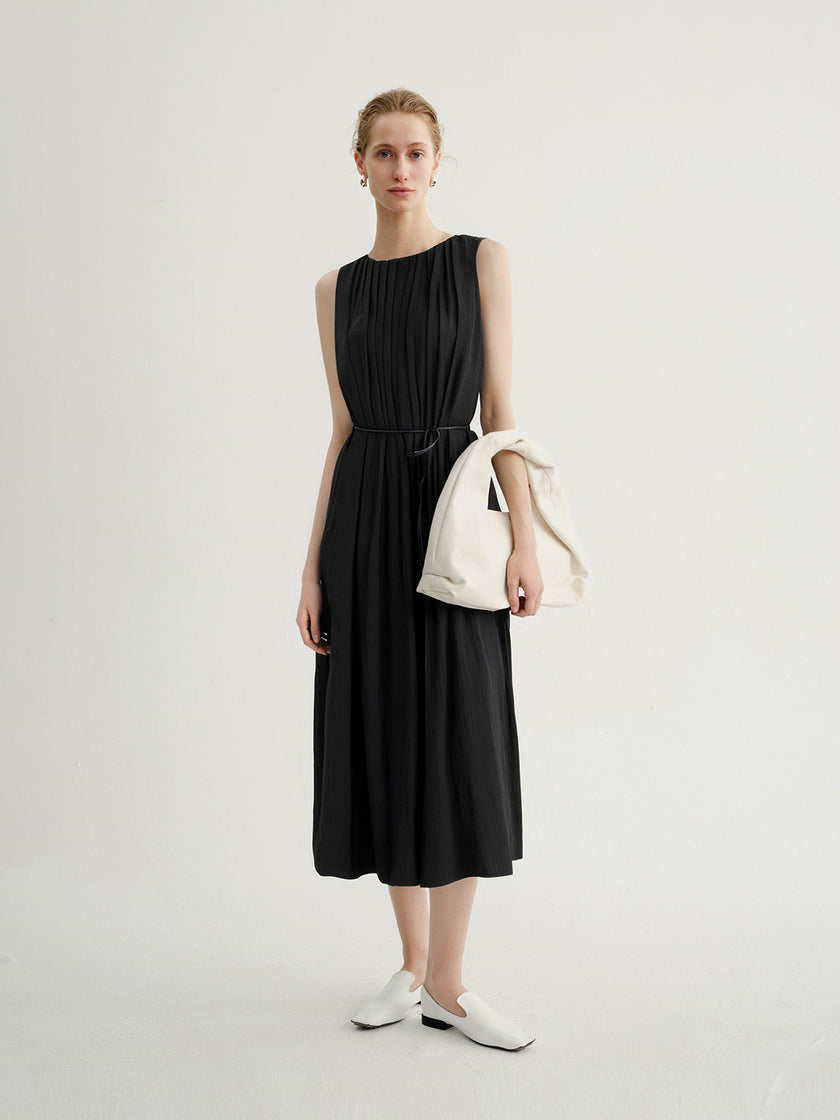 Pleated black dress
