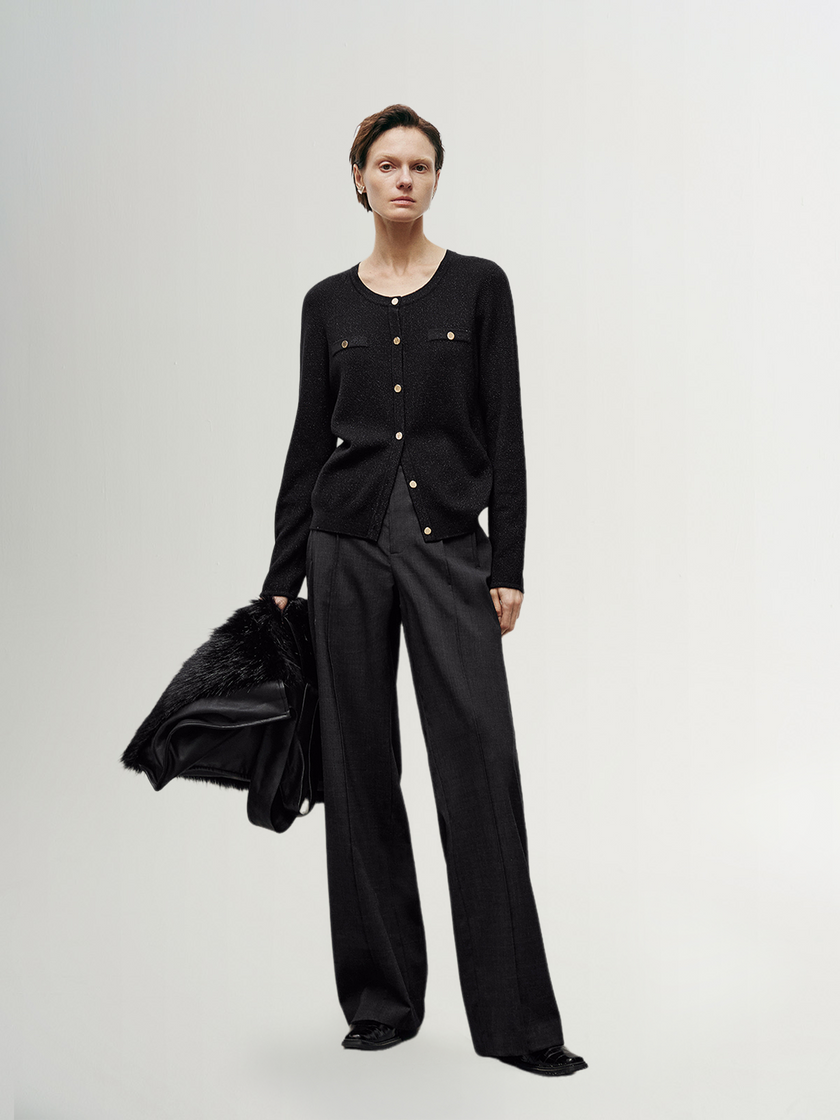 Black shimmering wool cardigan