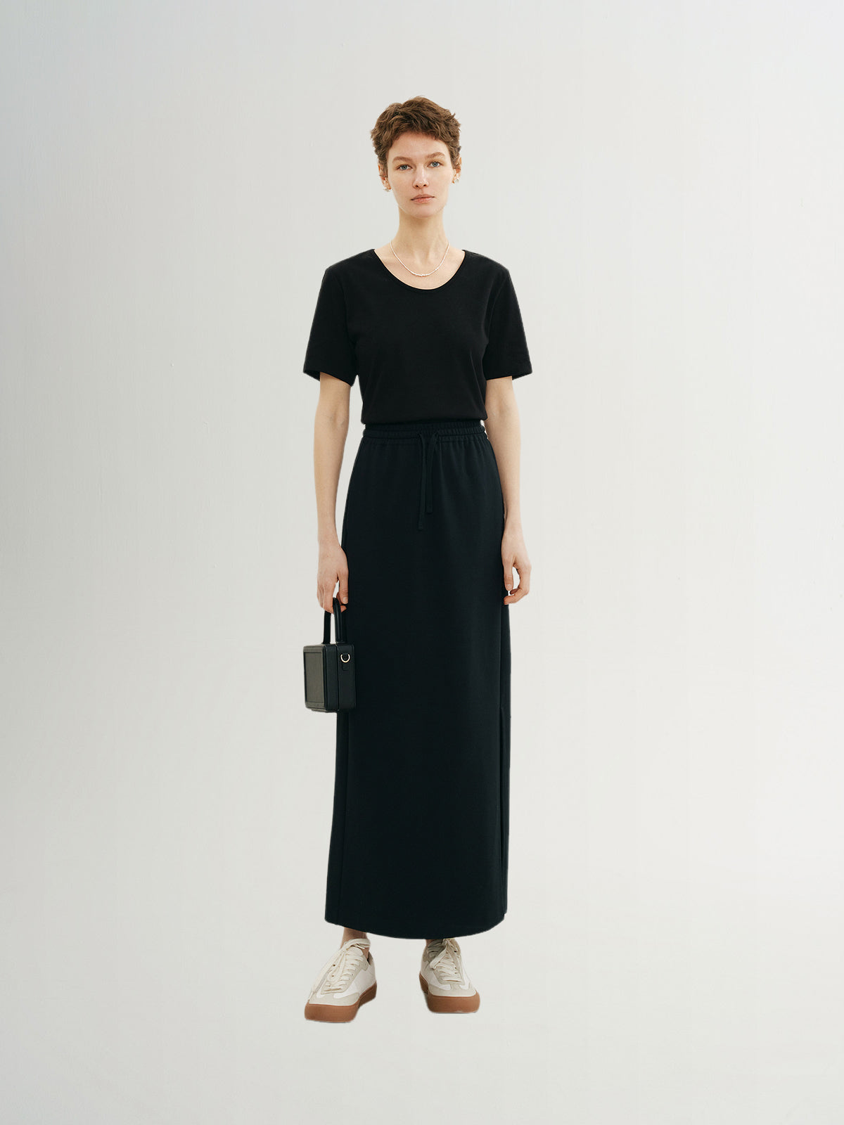 Black long skirt with elastic waist
