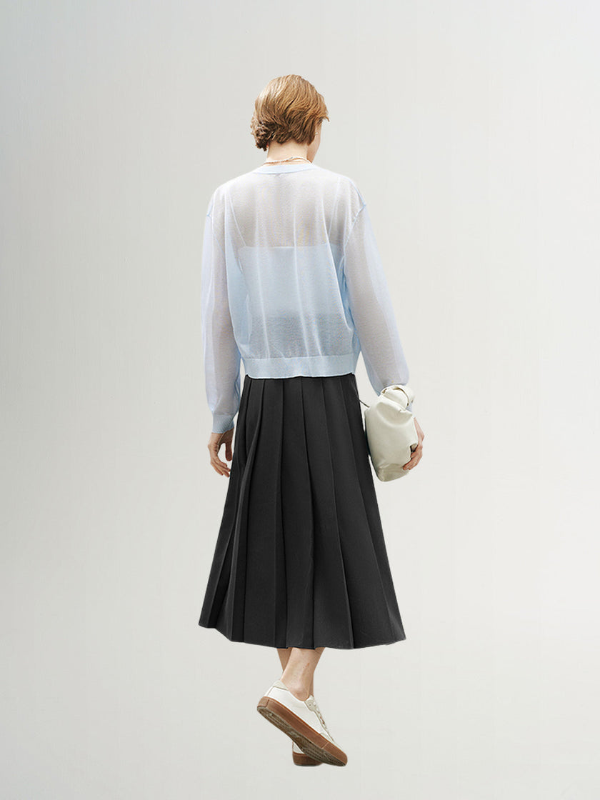 Cardigan bleu transparent