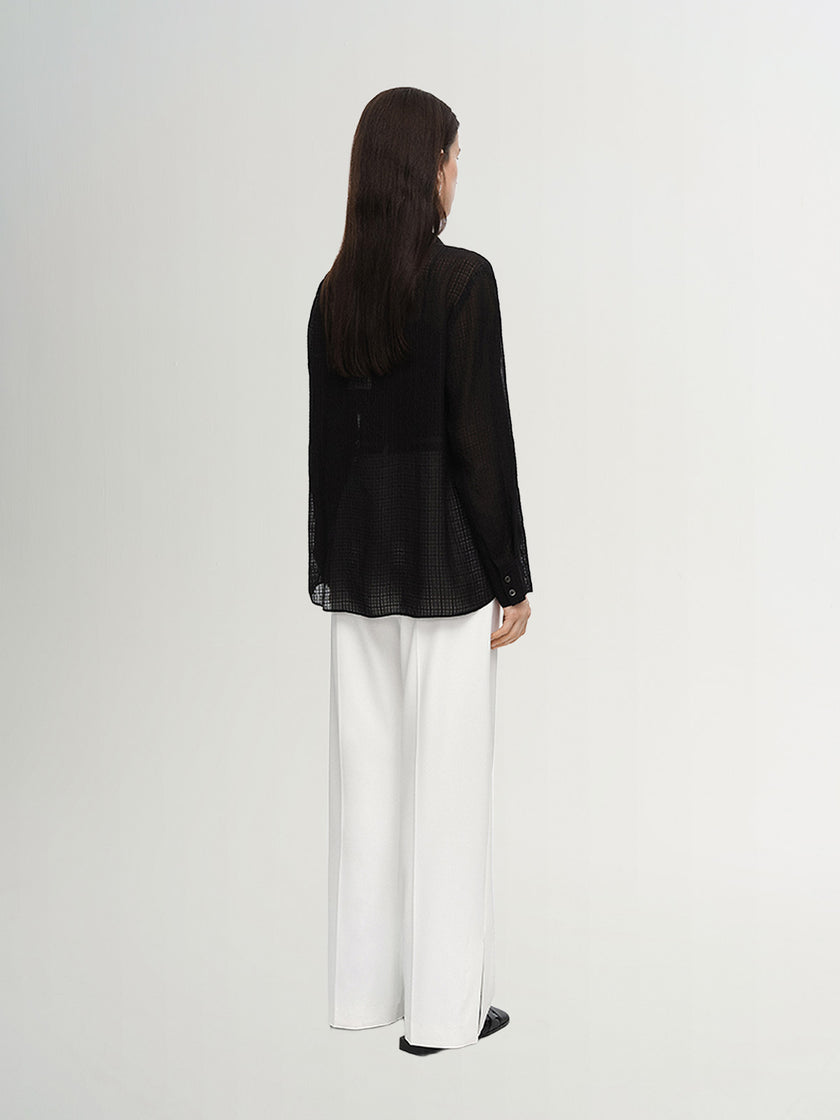 Black shirt with fine stripes, long sleeves
