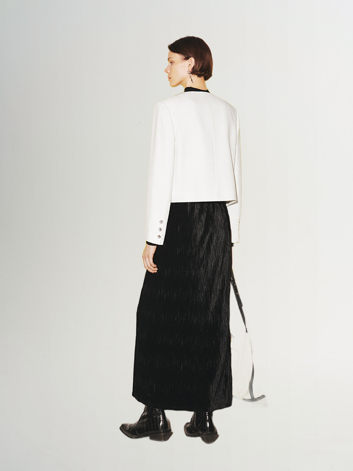 Veste courte blanche en tweed