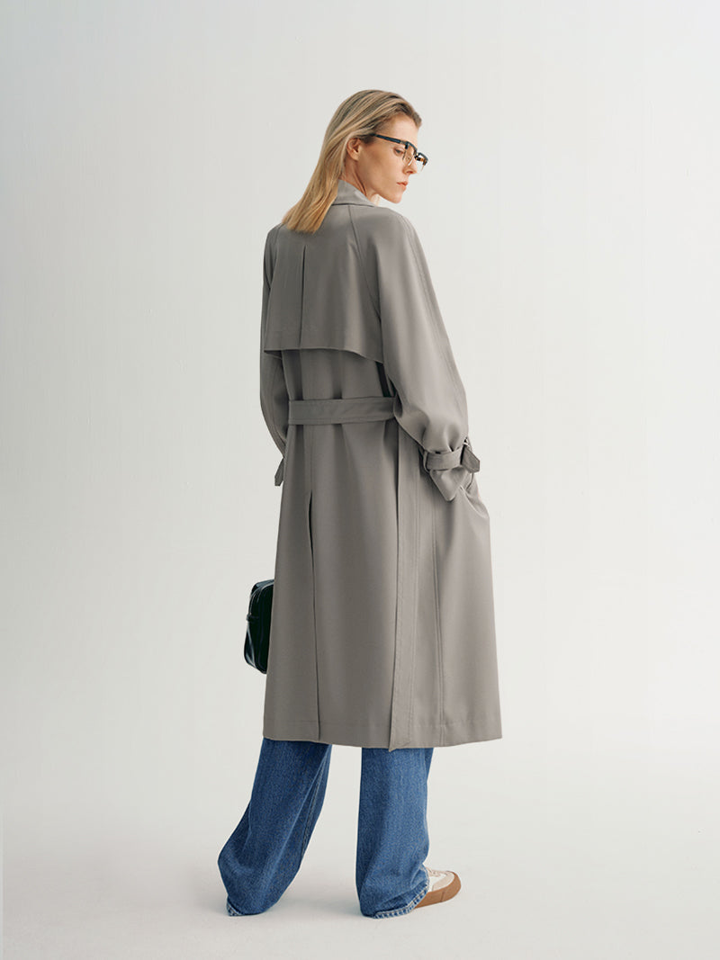 Fluid gray trench coat