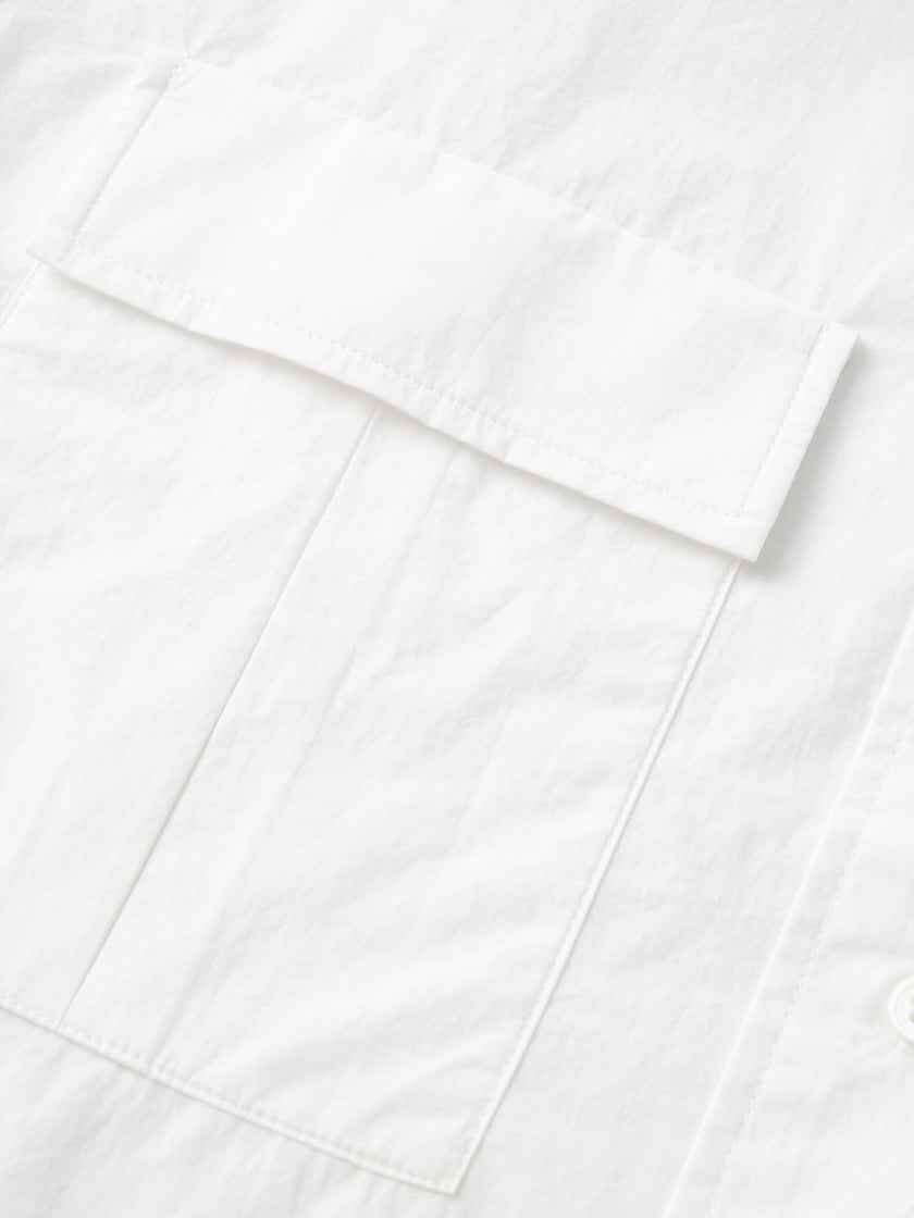 Long-sleeved shirt with pointed collar - white